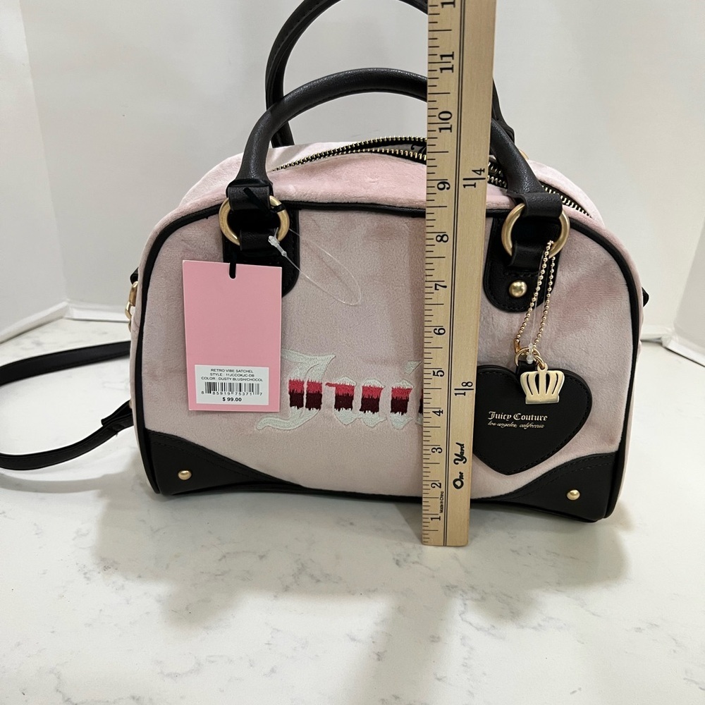 JUICY COUTURE SOFT PINK SATCHEL WITH BLACK ACCENTS - Picture 11 of 13